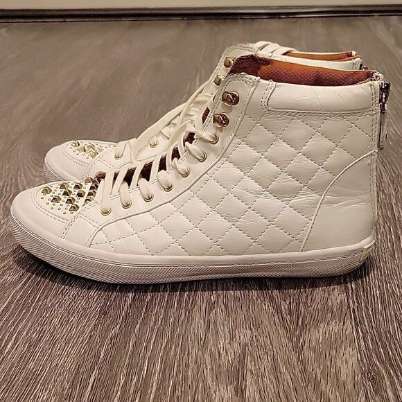 Rebecca Minkoff studded sneakers white leather size 7 - Picture 1 of 12